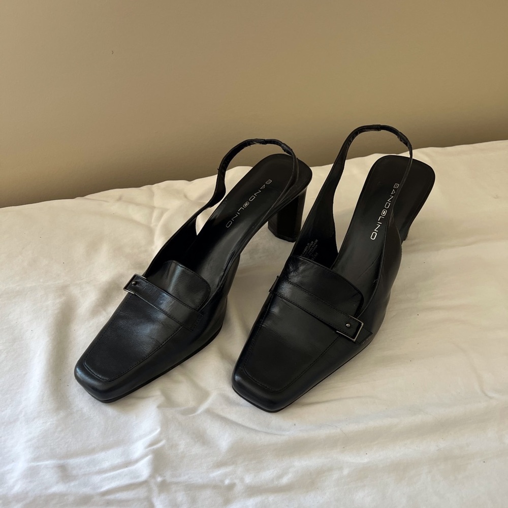 Bandolino leather Black Slingback Heels